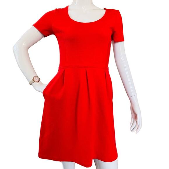 Madewell Deep Orange Ribbed Fit Flare Dress Size 2 - Picture 1 of 5